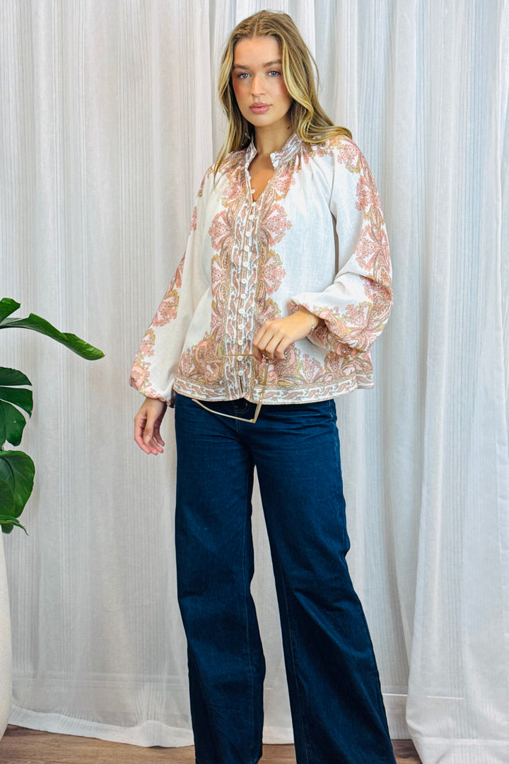 Penelope Embroidered Print Shirt