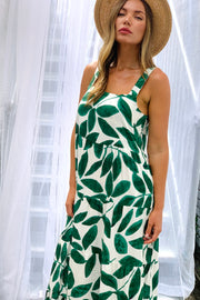 Georgie Maxi In Green and White Print