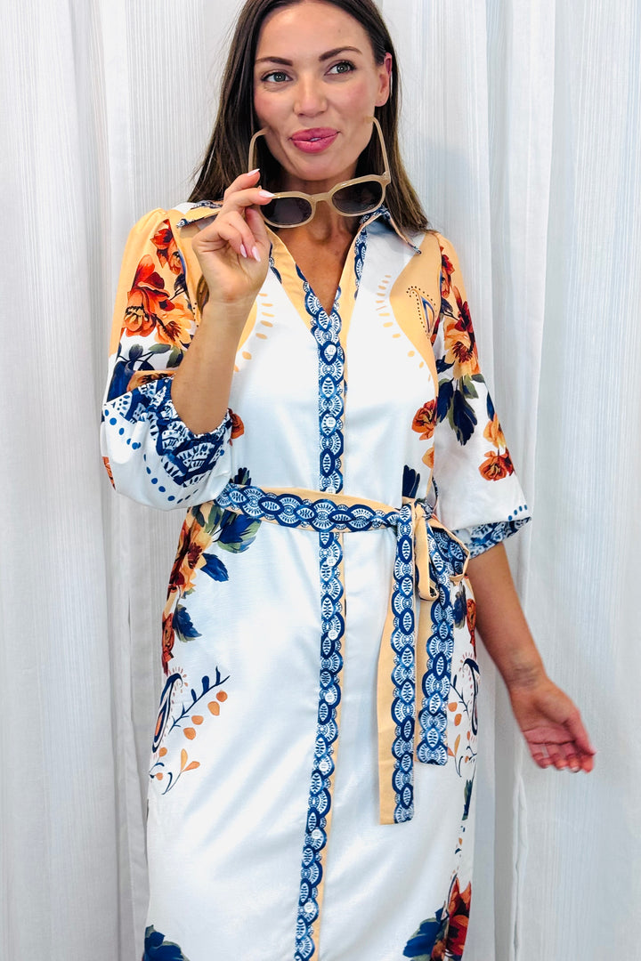 Gia Off White Multi Print Dress