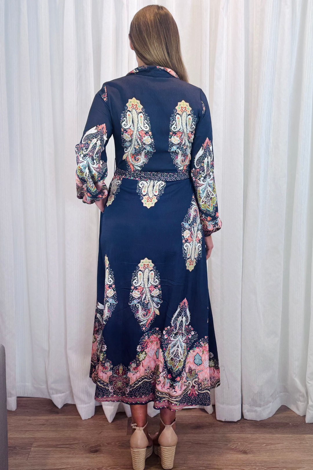 Gidget Long Sleeve Dress in Navy Multi Print
