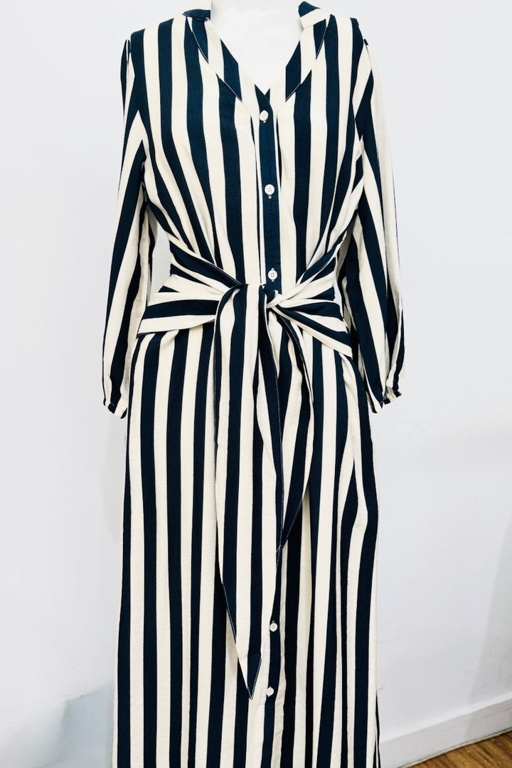 Bronte Navy and Off White Stripe Dress