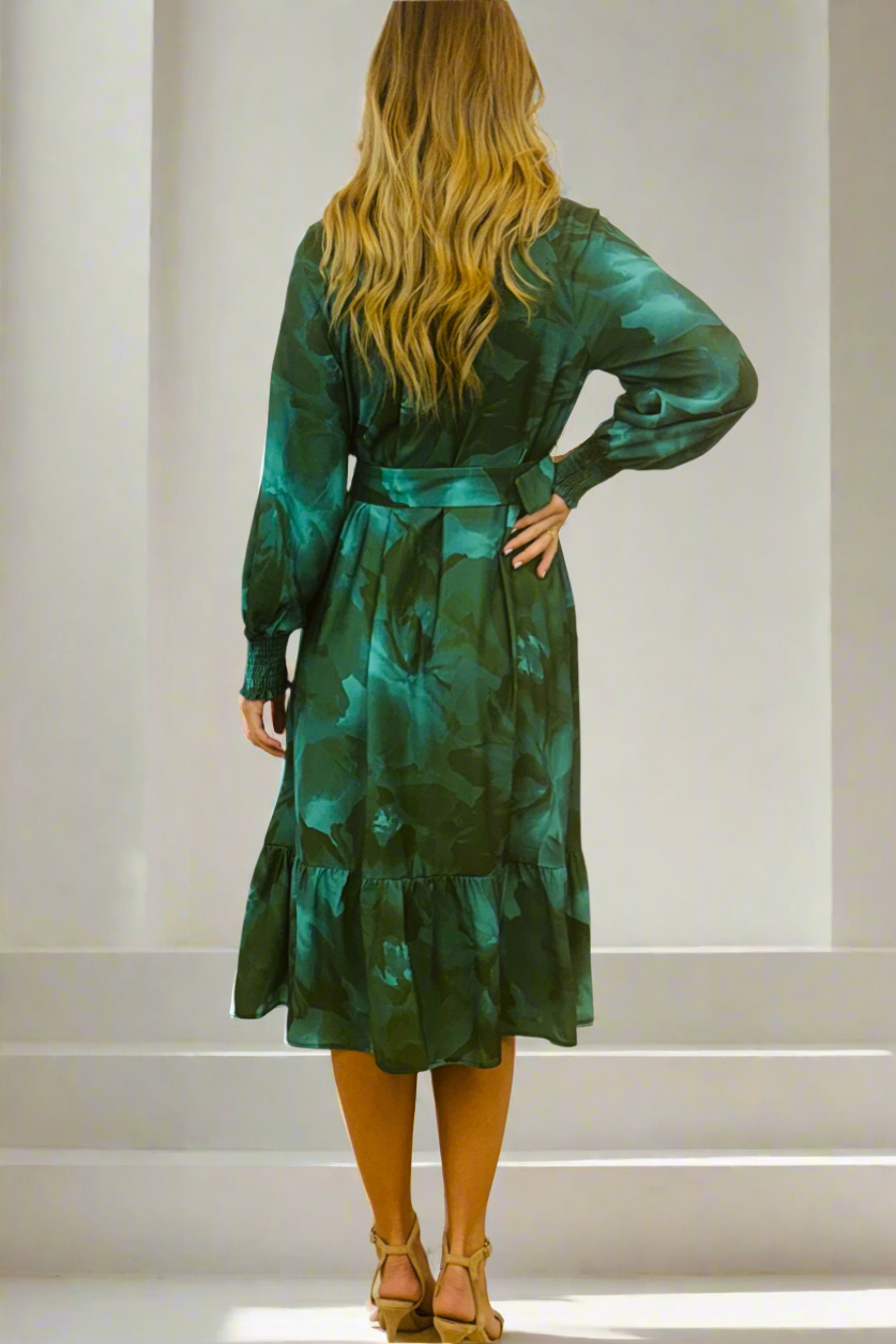 Bonnie Midi Dress in Green Print