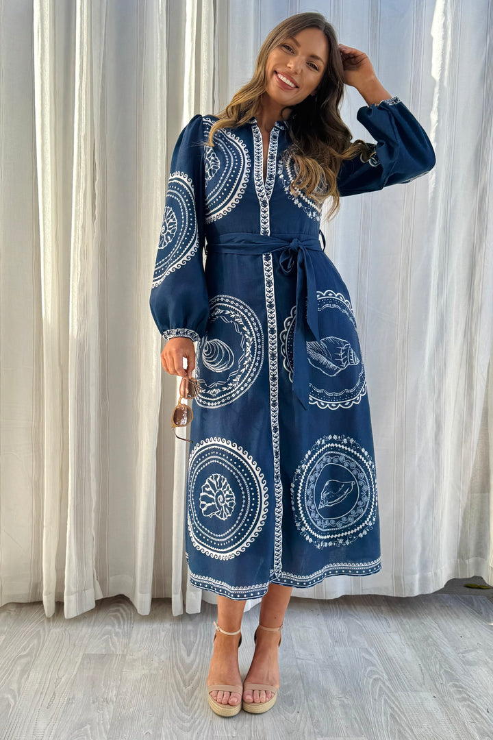 Jada Navy Print Shirt Dress