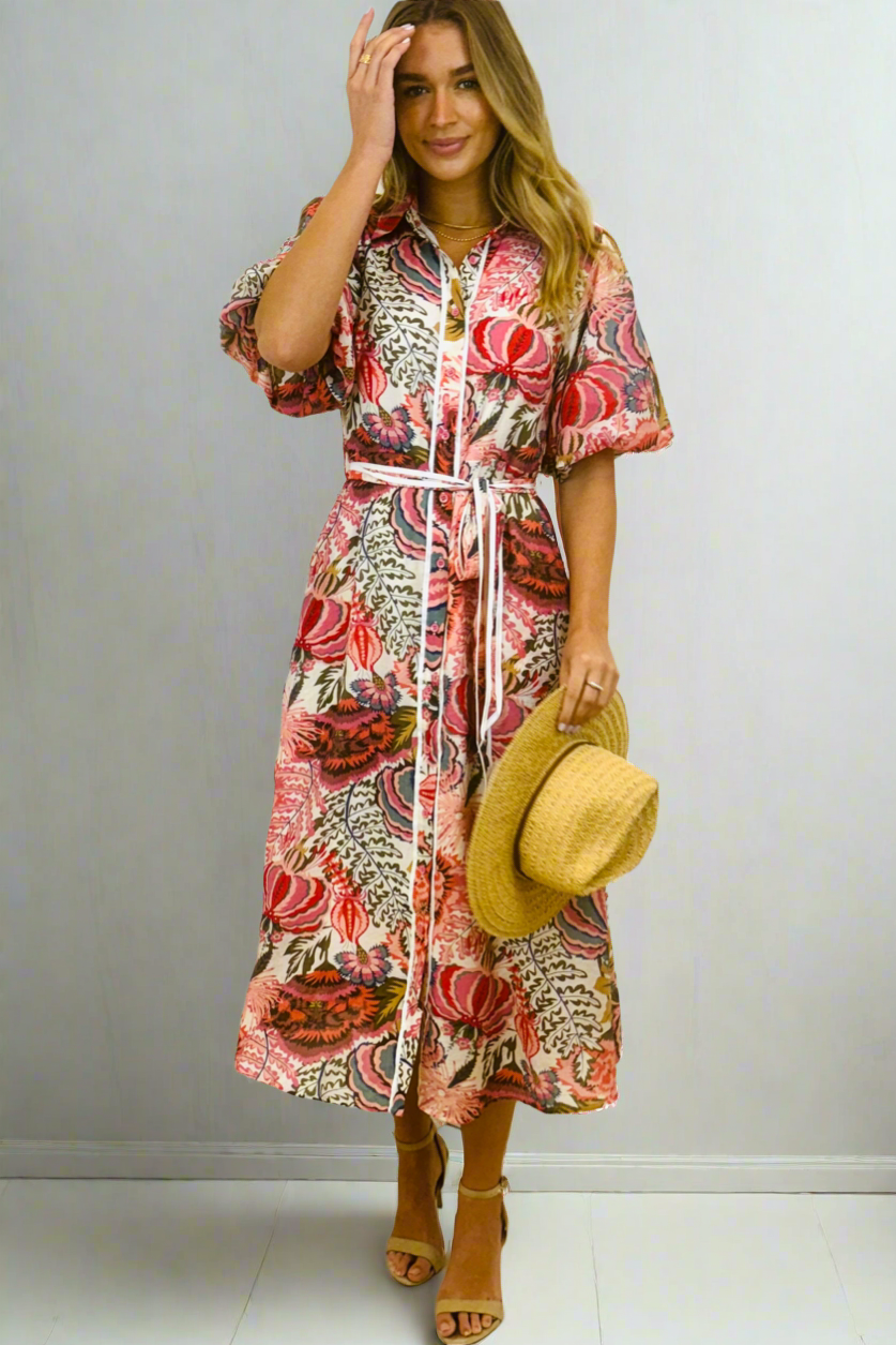 Leah Floral Print Shirt Dress