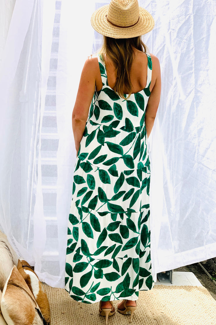 Georgie Maxi In Green and White Print
