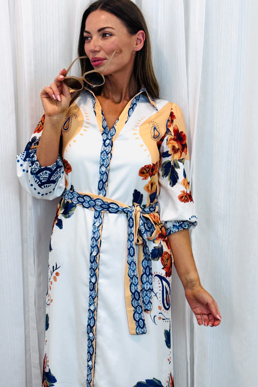 Gia Off White Multi Print Dress