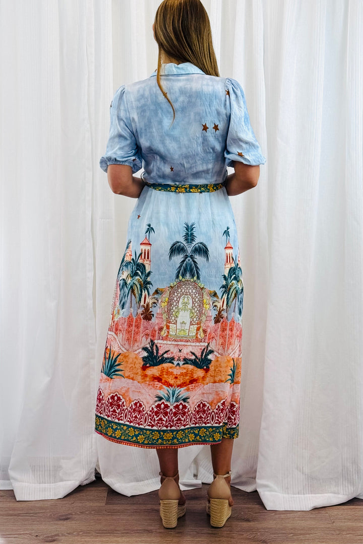 Jemma Shirt Dress in Blue Multi Print