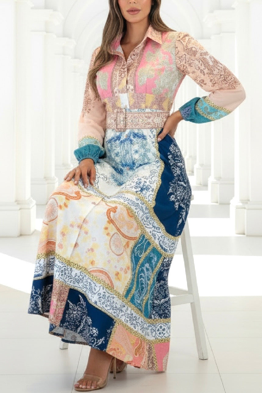 Marley Long Sleeve Multi Print Dress