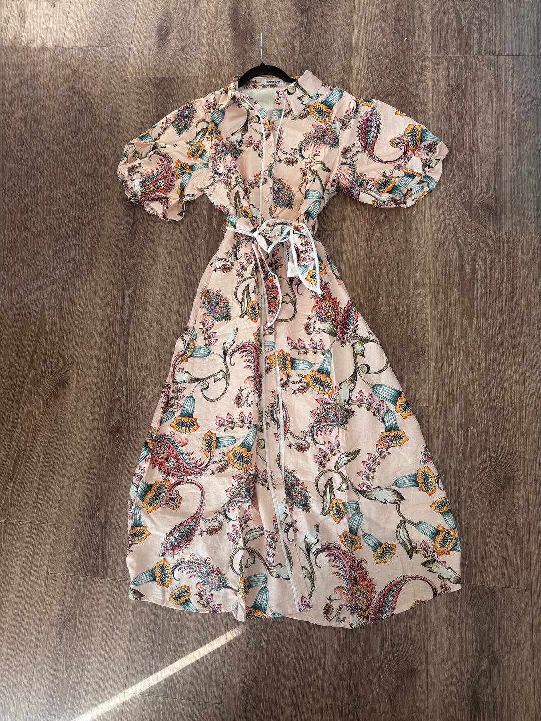 Leah Salmon Paisley Print Dress