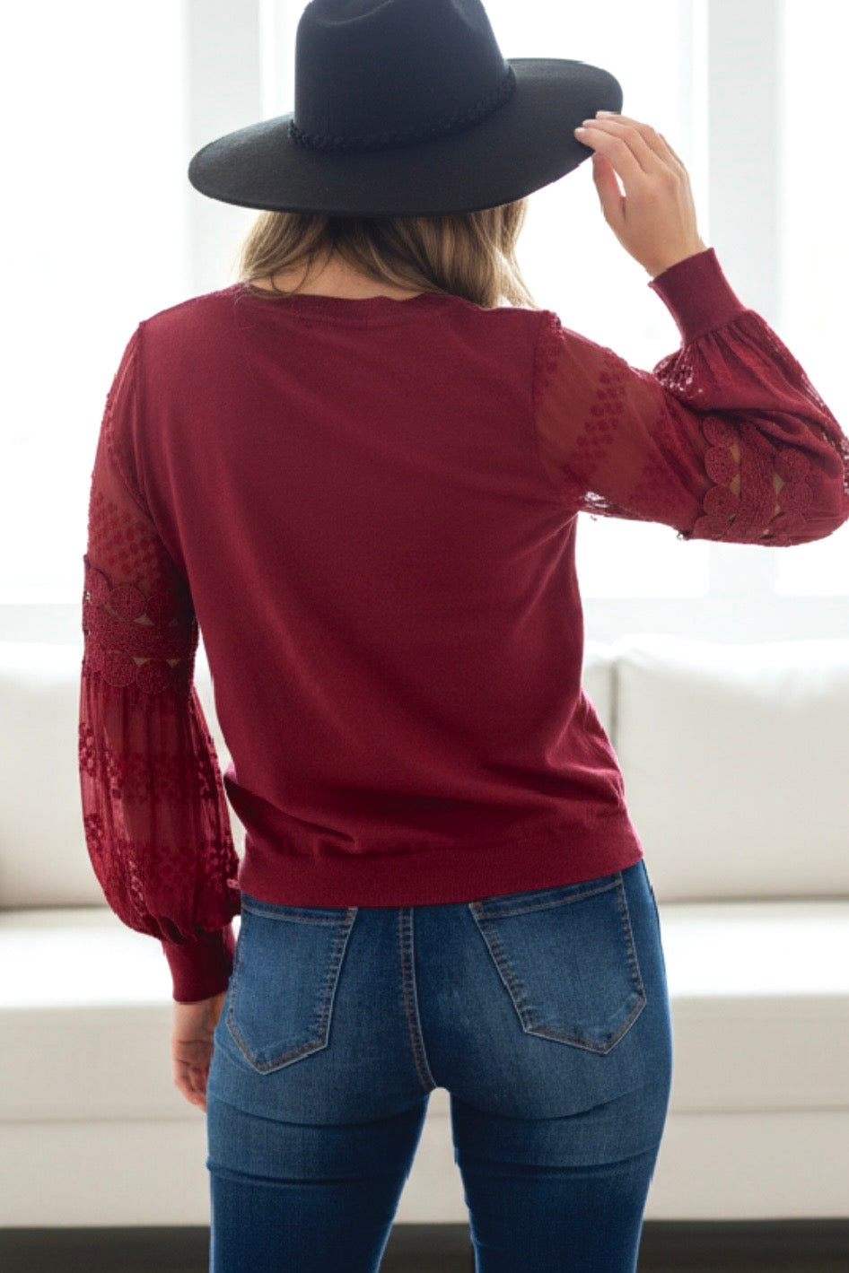 Molli | Detailed Sleeve Knit in Burgundy
