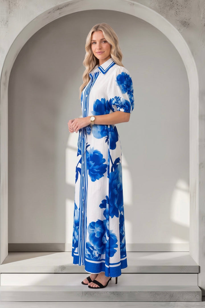 Natalia Dress In Blue Print