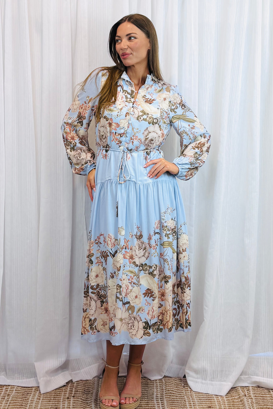 Juliet Floral Dress in Blue