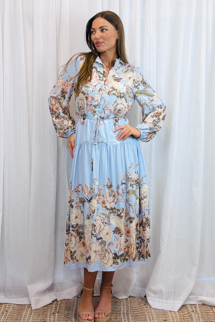Juliet Floral Dress in Blue