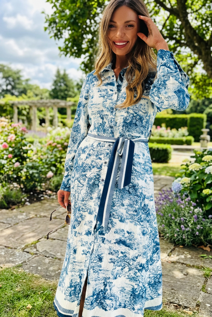 April Print Midi Dress long sleeve