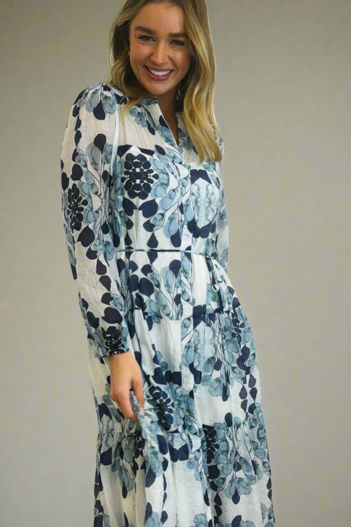 Giselle Blue Print Midi Dress