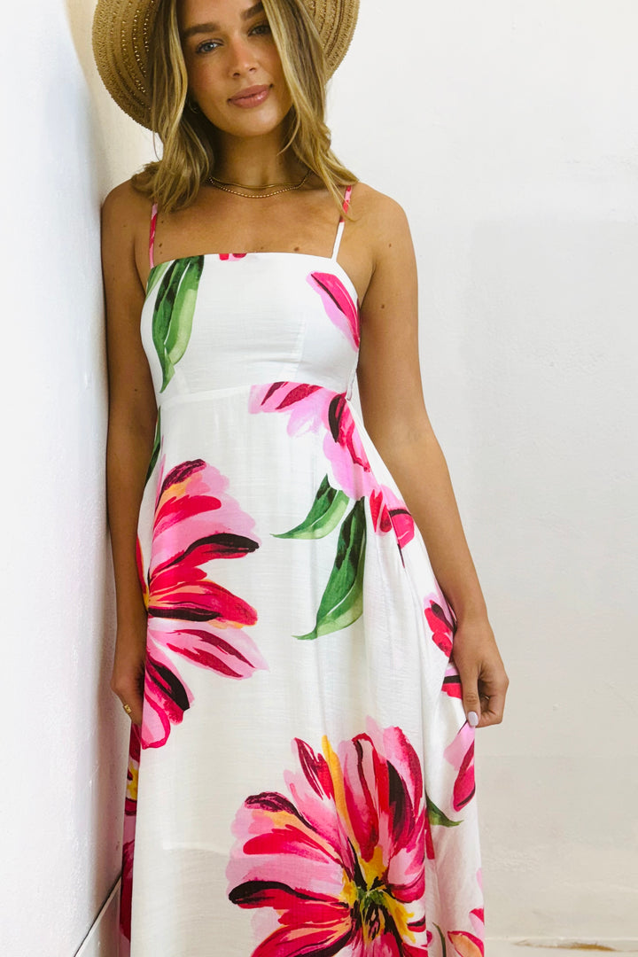 Carly White Floral Maxi