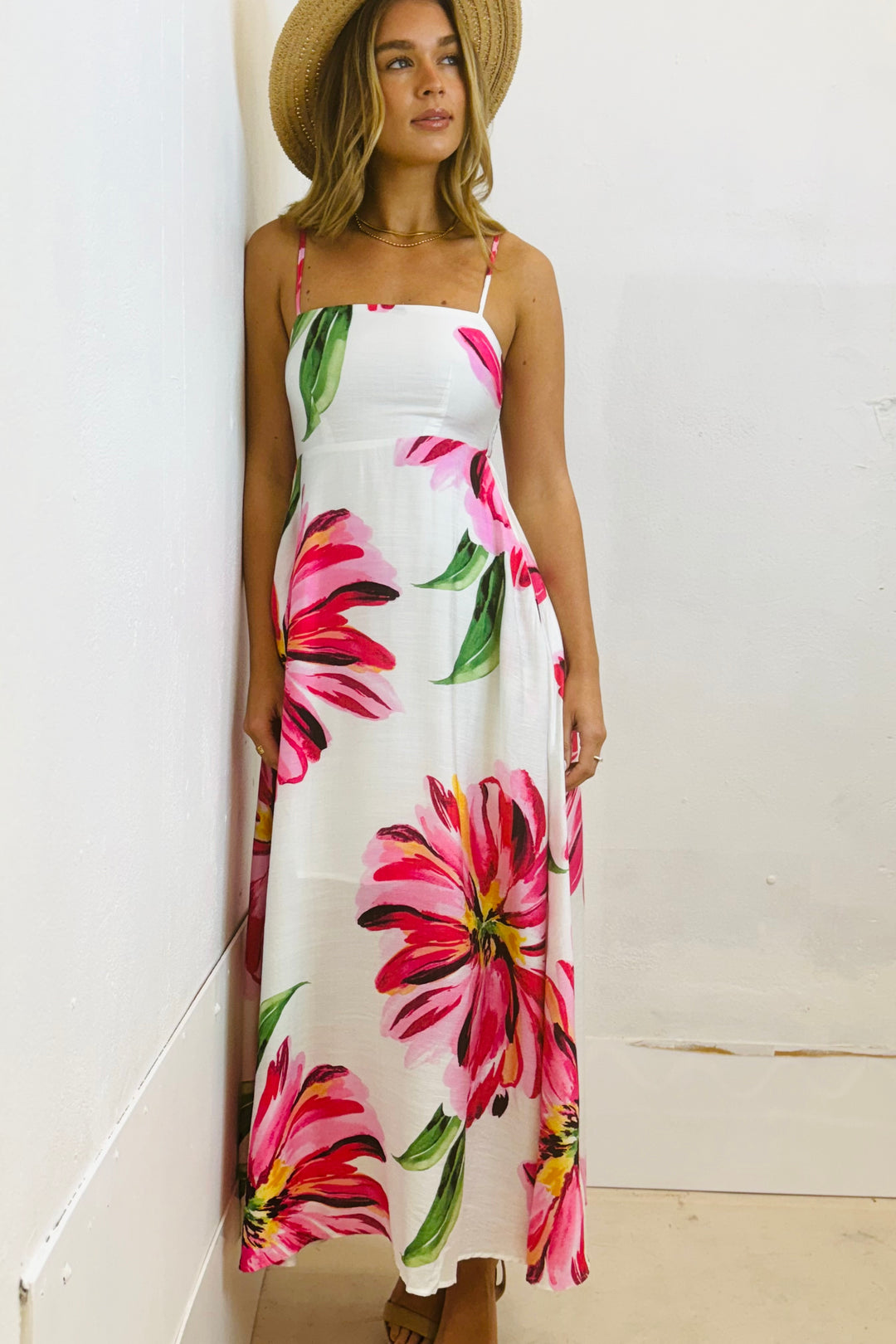 Carly White Floral Maxi