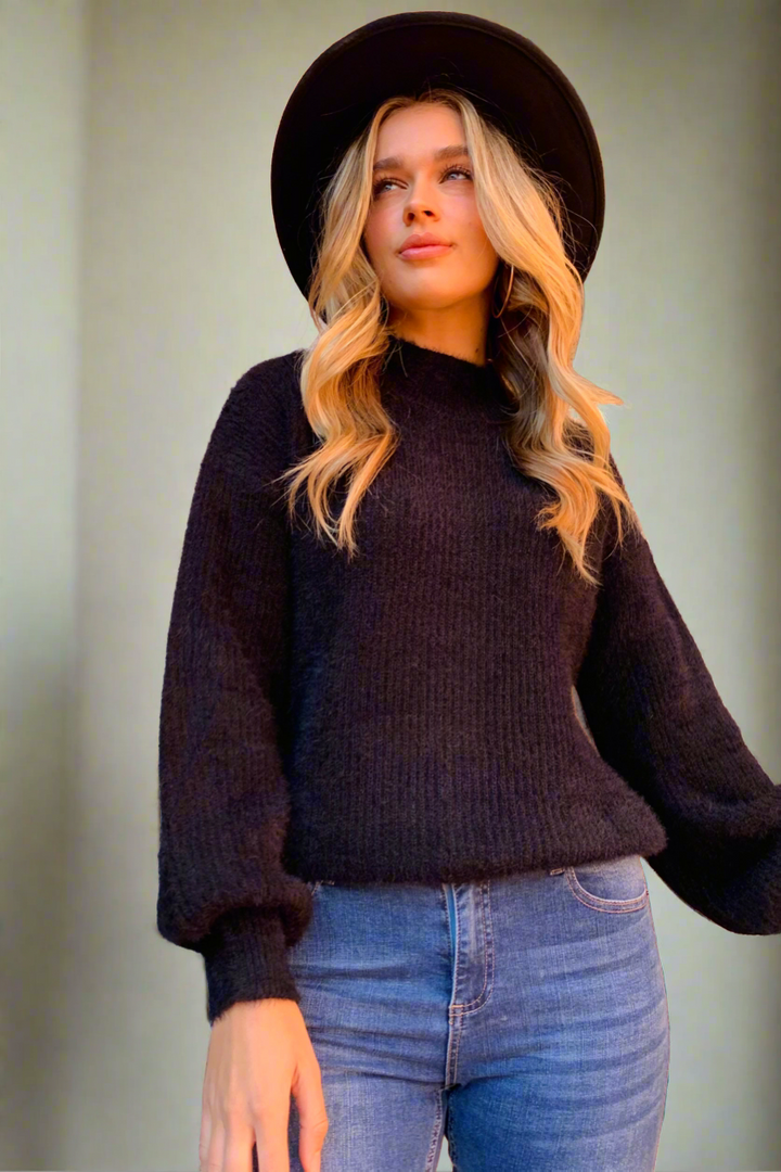 Jasmine | Fluffy Knit in Black