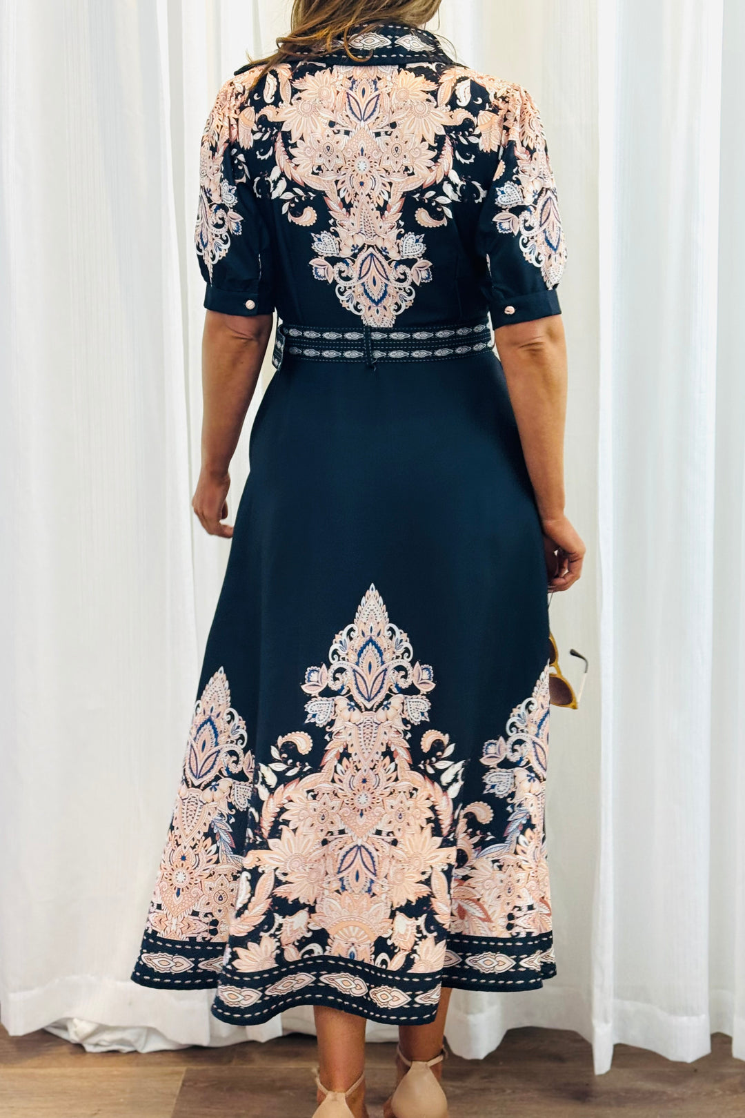 Georgia Black Maxi Dress With Embroidered Print