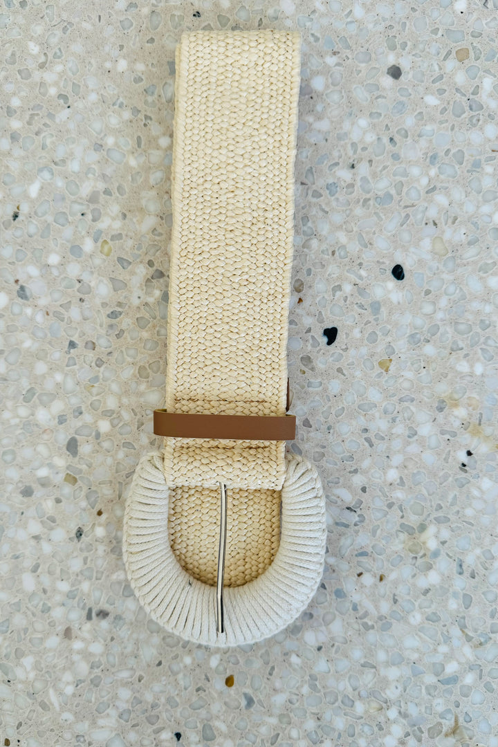 Elsie Rattan Belt With Buckle