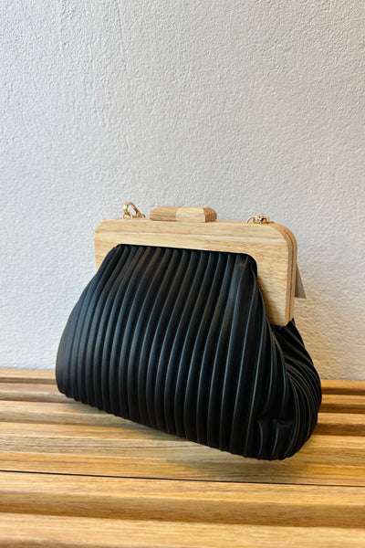 Emerson Crossbody Bag in Black and Wood