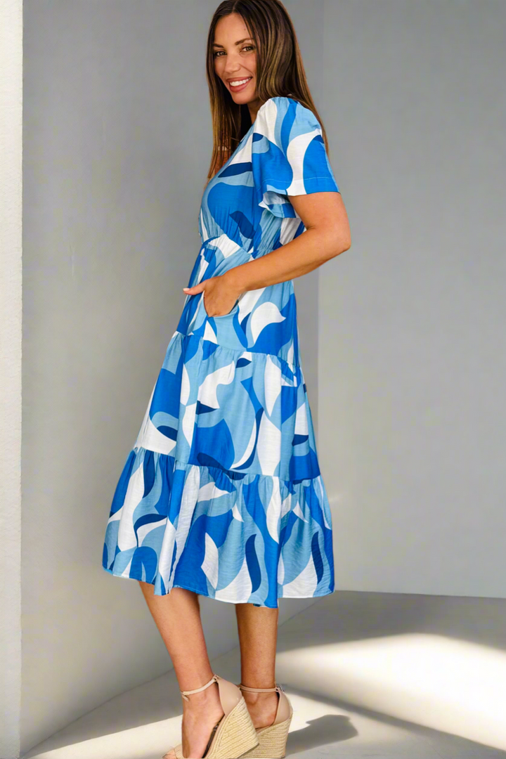 Bianca Blue and White Blue Multi Print Dress