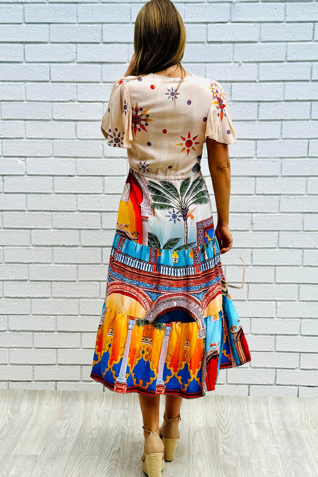 Aly Drawstring Midi in Multi Print