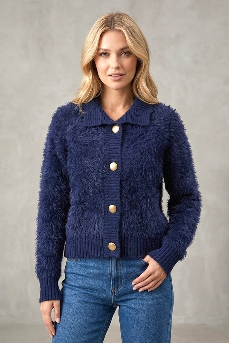 Erica Fluffy Knit in Navy