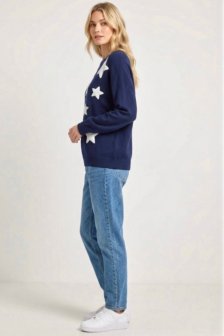 Pia Star Top in Dark Navy
