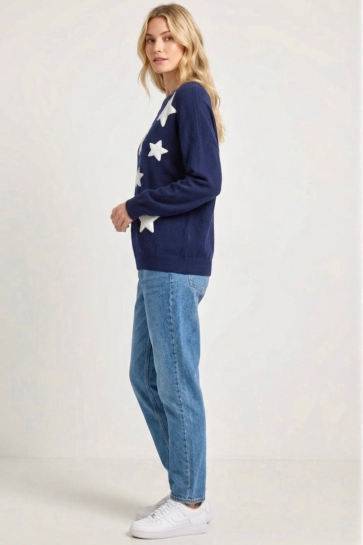 Pia Star Top in Dark Navy