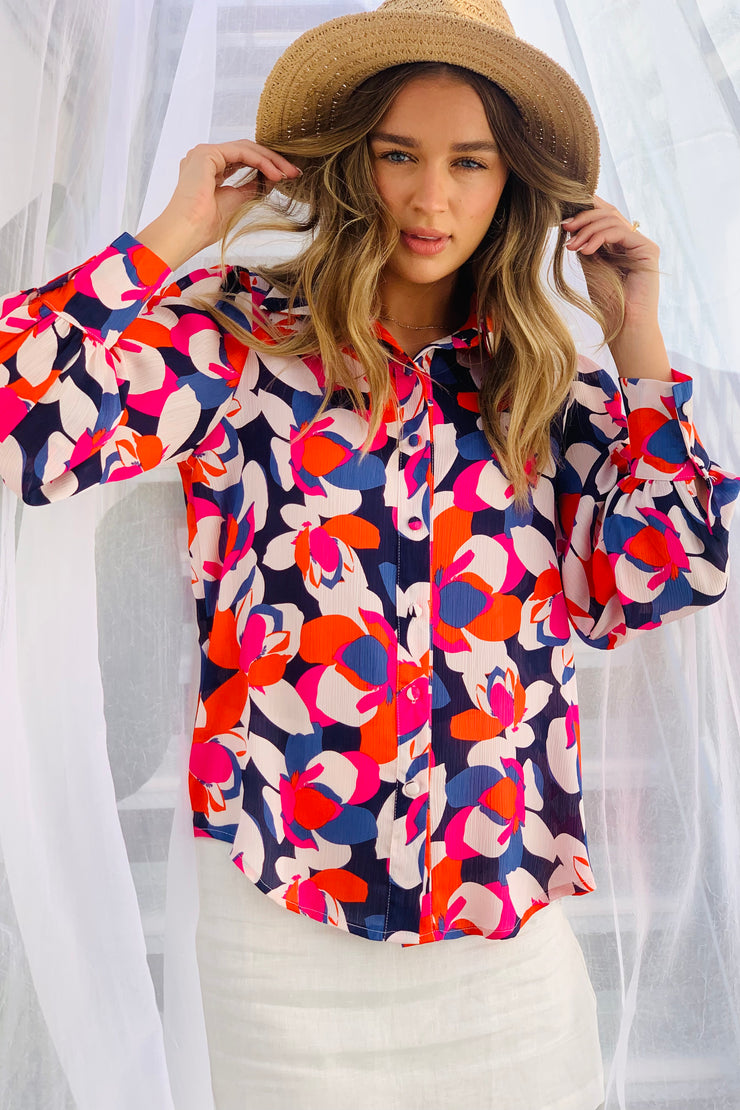 Luana Floral Long Sleeve Shirt in Multicolour Print