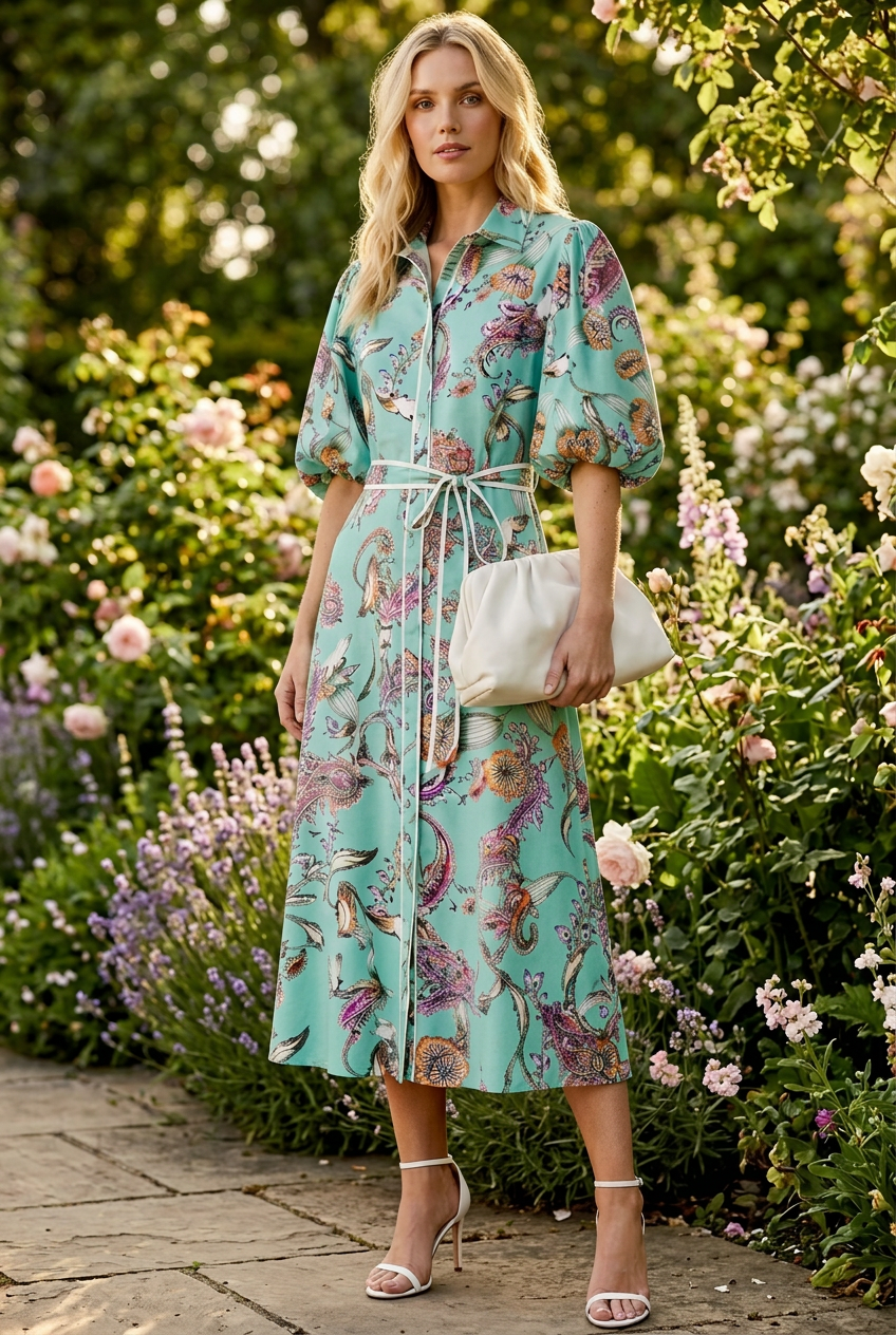 Leah New Green Multi Print