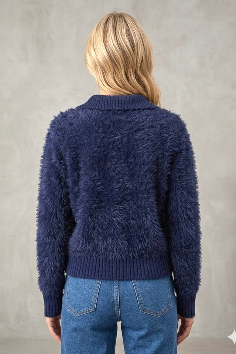 Erica Fluffy Knit in Navy
