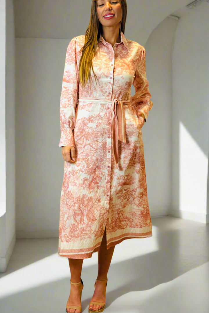 April Shirt Midi Dress In Blush