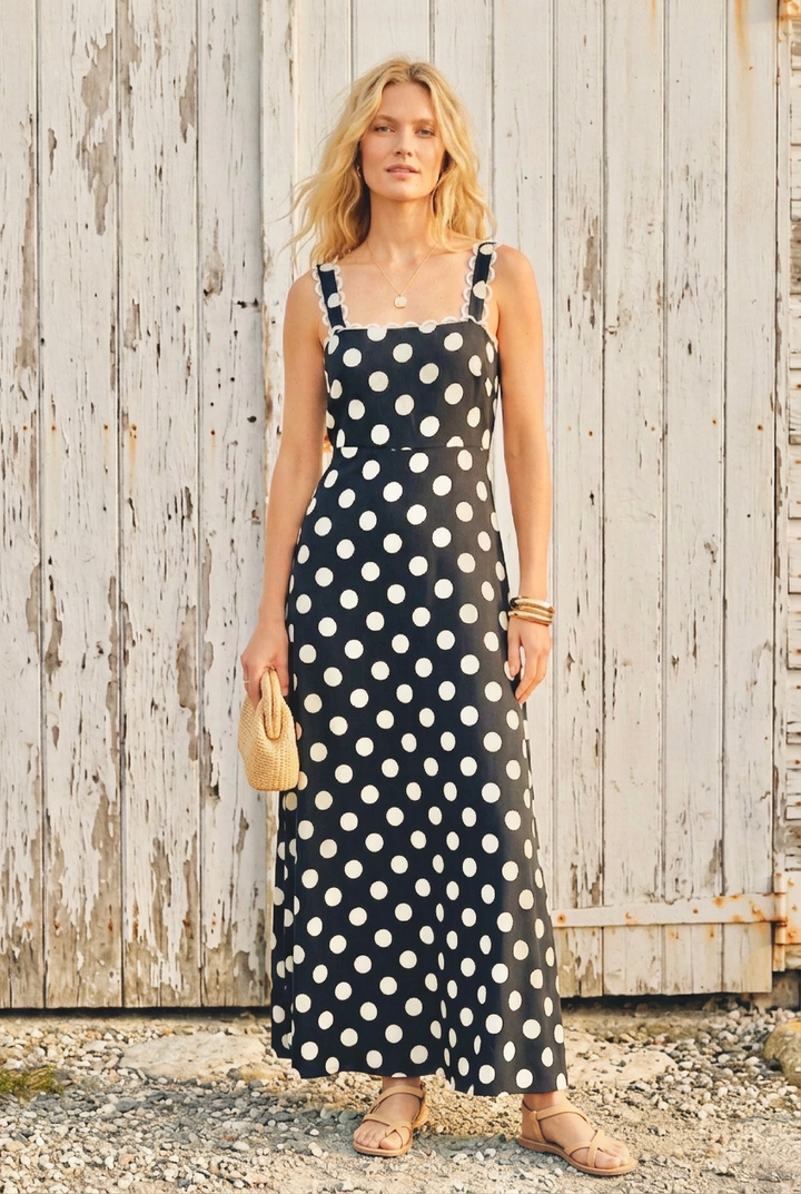 Clara Polka Dot Dark Navy Maxi