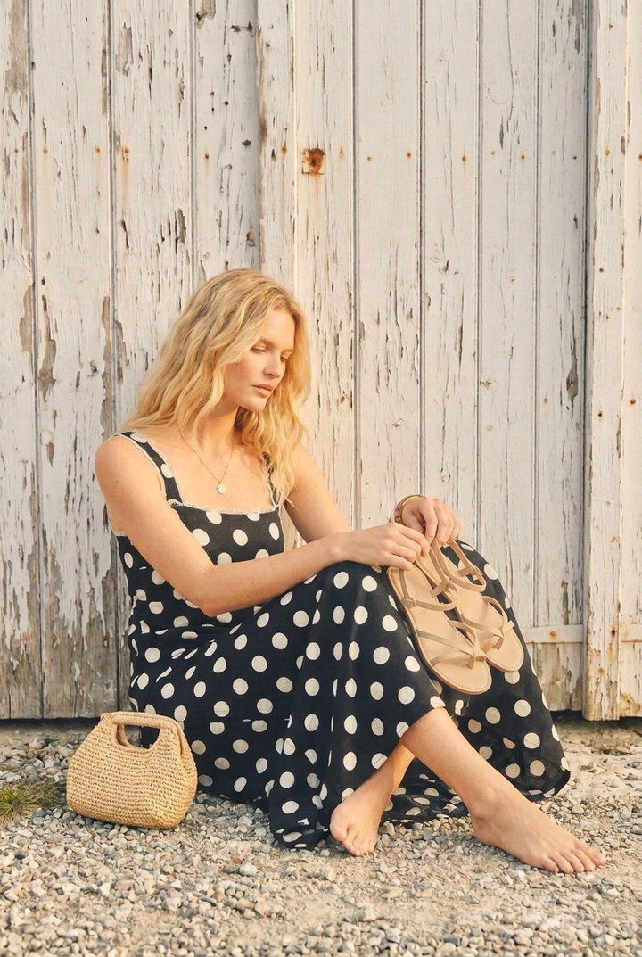 Clara Polka Dot Dark Navy Maxi