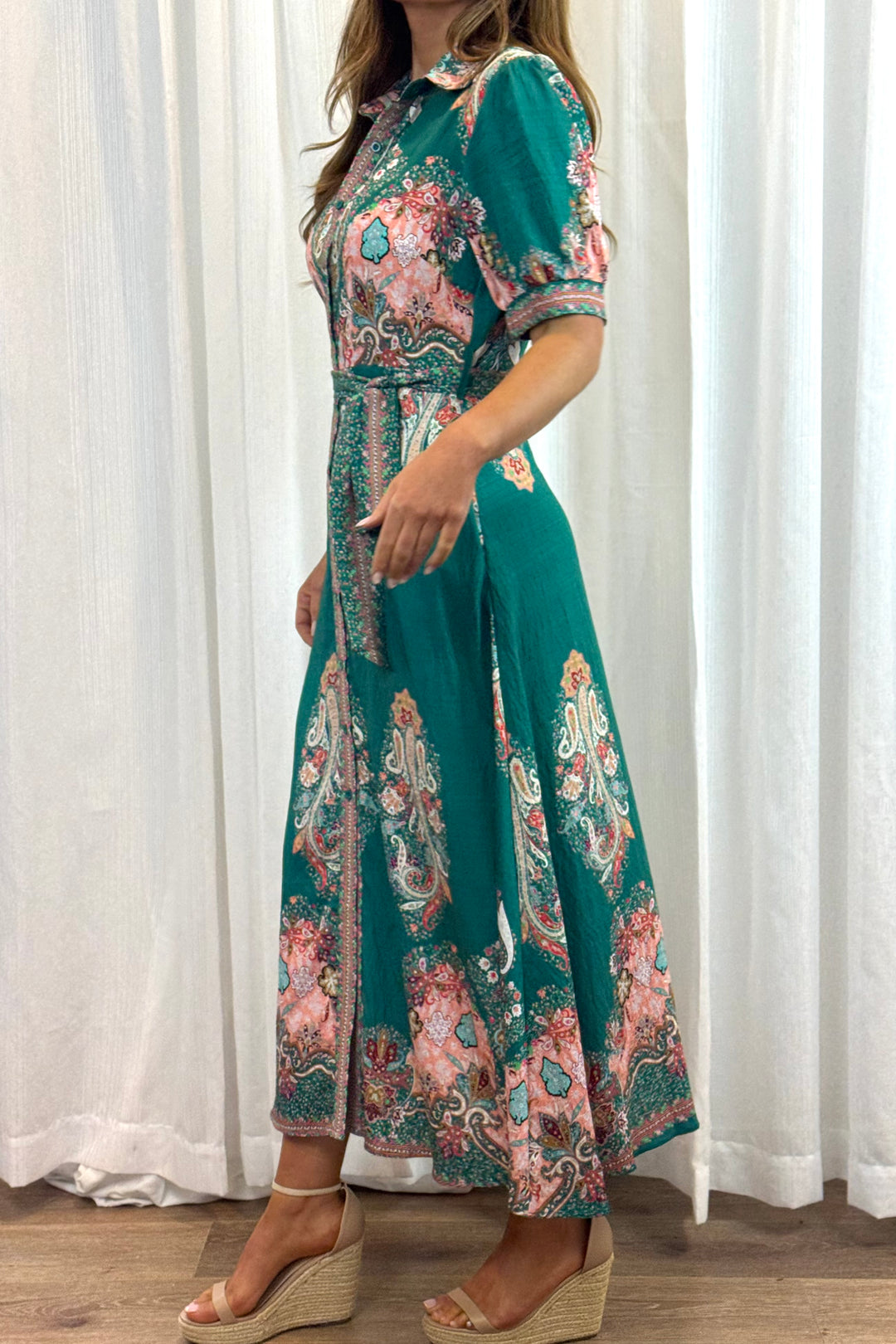 Gidget Short Sleeve Dress With Embroidered Print