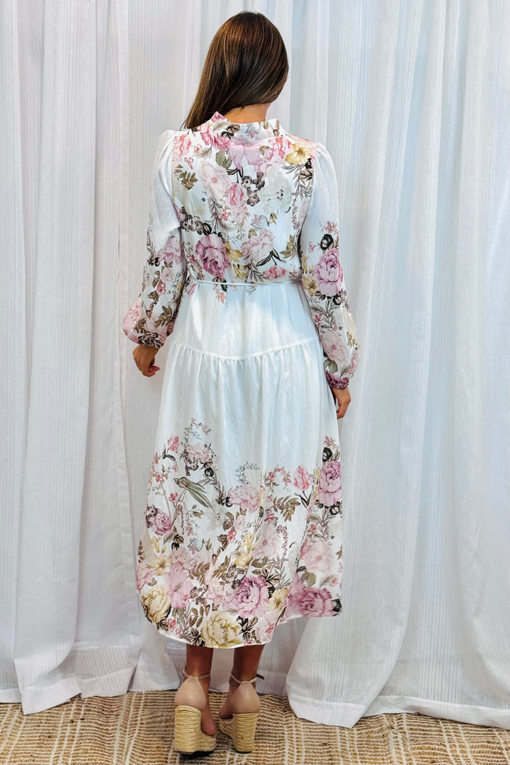 Juliet Off White Floral Multi Print Dress