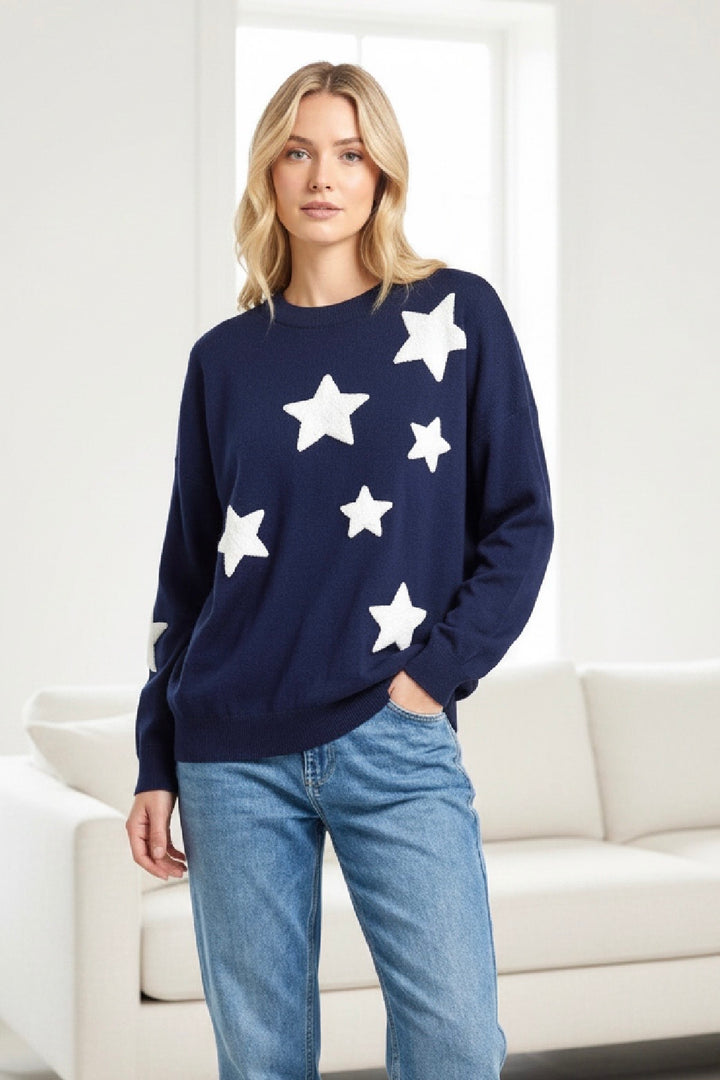 Pia Star Top in Dark Navy
