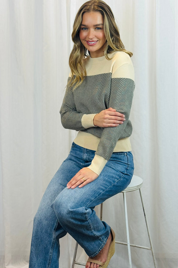 Jessie Knit Top in Cream and Black