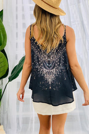 Camille Top with Sequin Detail in Black