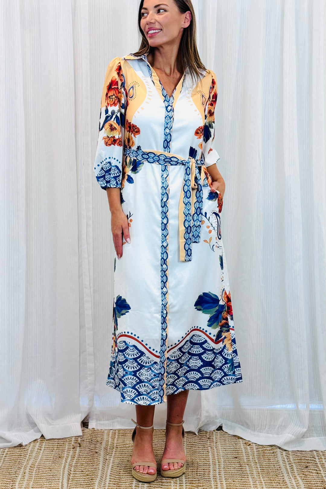 Gia Off White Multi Print Dress