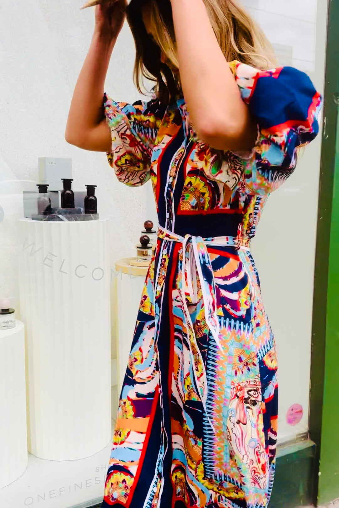 Jasmine Shirt Style Maxi Dress in Multicolour Print