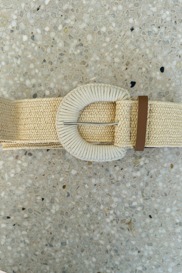 Elsie Rattan Belt With Buckle