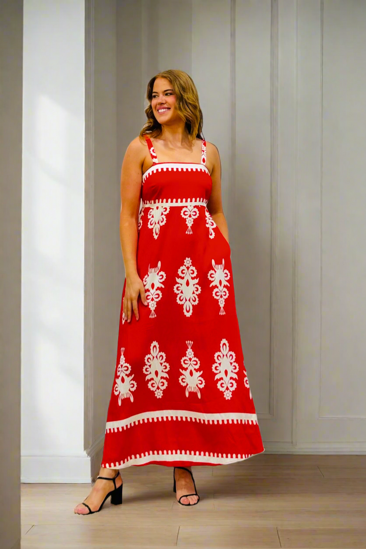 Positano Maxi dress in Red