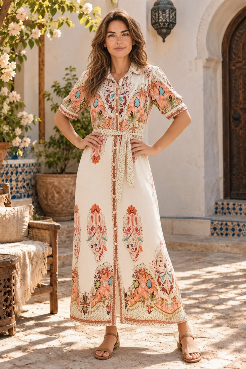Gidget Embroidered Print Dress In Off White
