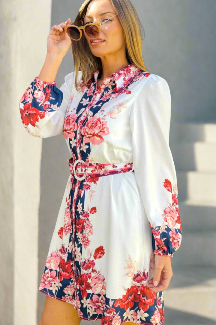 Charli Off White Shift Dress with Floral Print