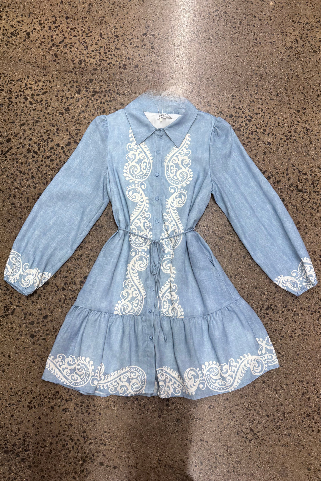 Delilah Light Denim Embroidered Dress