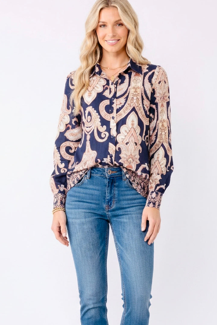 Lennox Navy  Multi Print Shirt