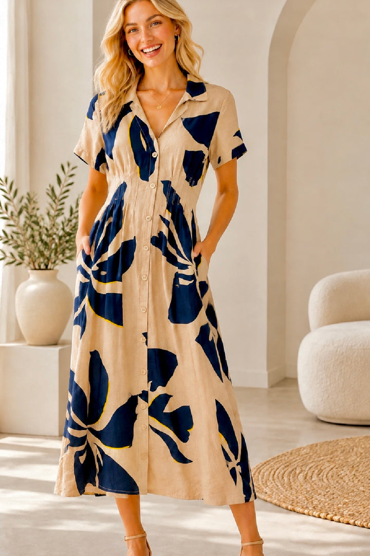 Alani Navy and Dark Tan Multi Print
